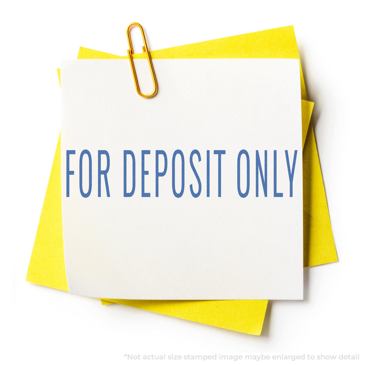 "For deposit only" stamp impression on light paper stock, For Deposit Only Check Endorsement Stamp – Blue Pre-Inked Xstamper