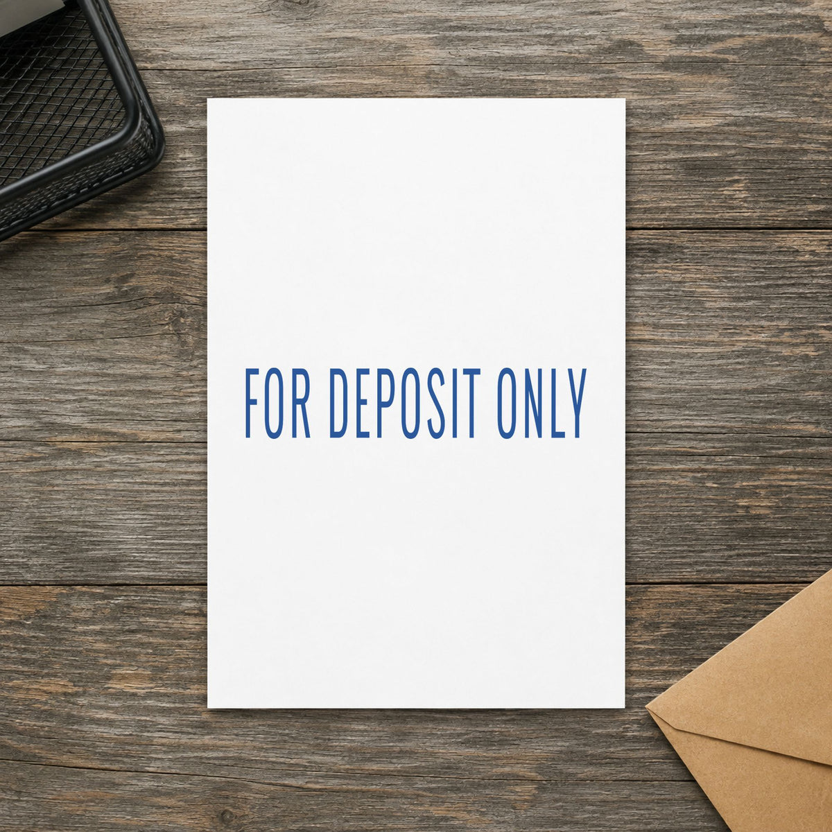 "For deposit only" stamp impression made with pre-inked Xstamper 1121