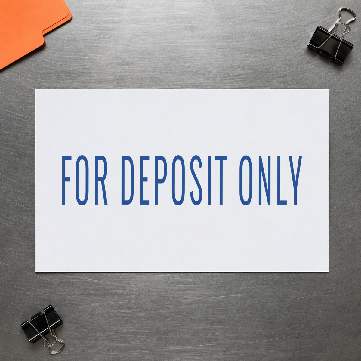 Marking a page "For deposit only" with the For Deposit Only Check Endorsement Stamp – Blue Pre-Inked Xstamper