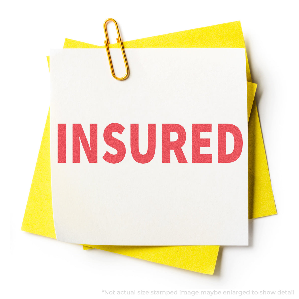 "Insured" stamp impression on light paper stock, Insured Stamp For Mail Processing