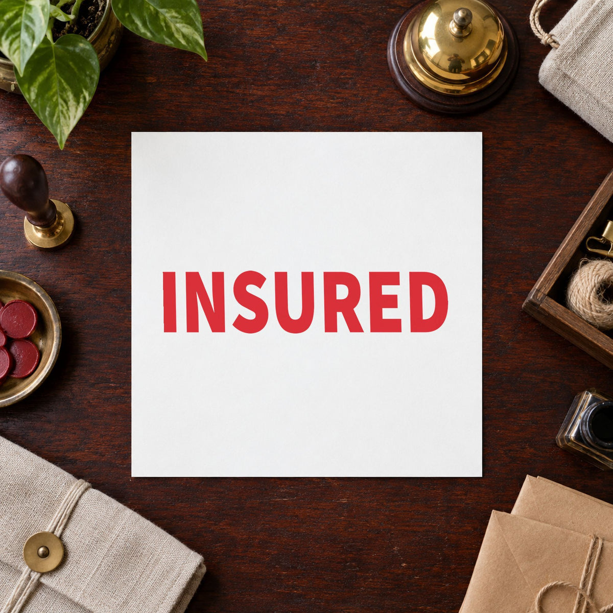Crisp "Insured" imprint produced by the Insured Stamp For Mail Processing