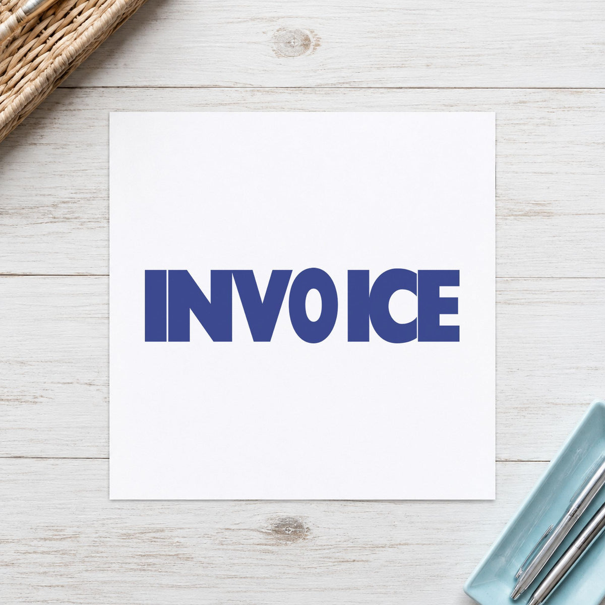 "Invoice" imprint from fixed stock wording, no customization needed