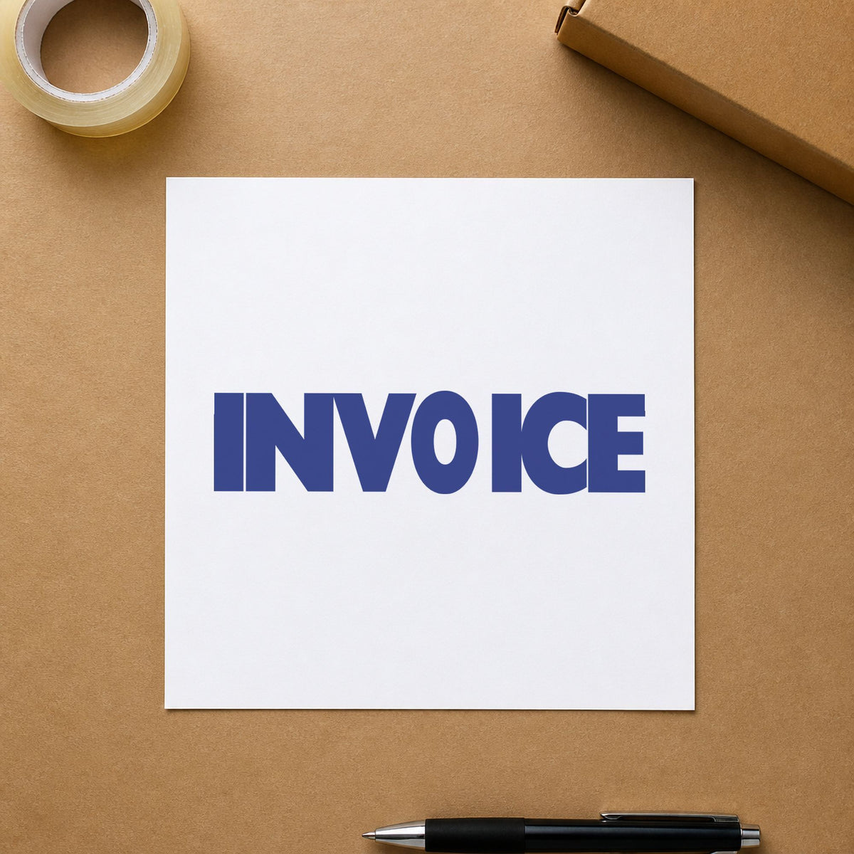 "Invoice" mark added to paperwork with a pre-inked Xstamper stamp