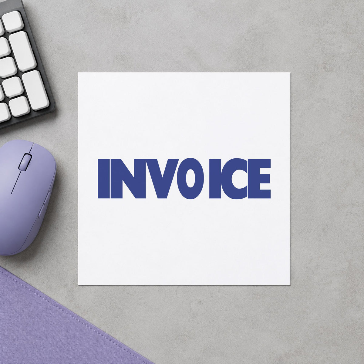 "Invoice" imprint at 1-5/8 x 1/2 in, no separate ink pad required