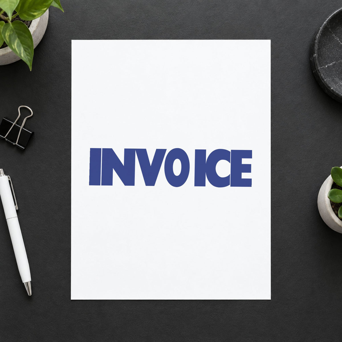 Xstamper Invoice Office Stamp leaving a clean "Invoice" impression