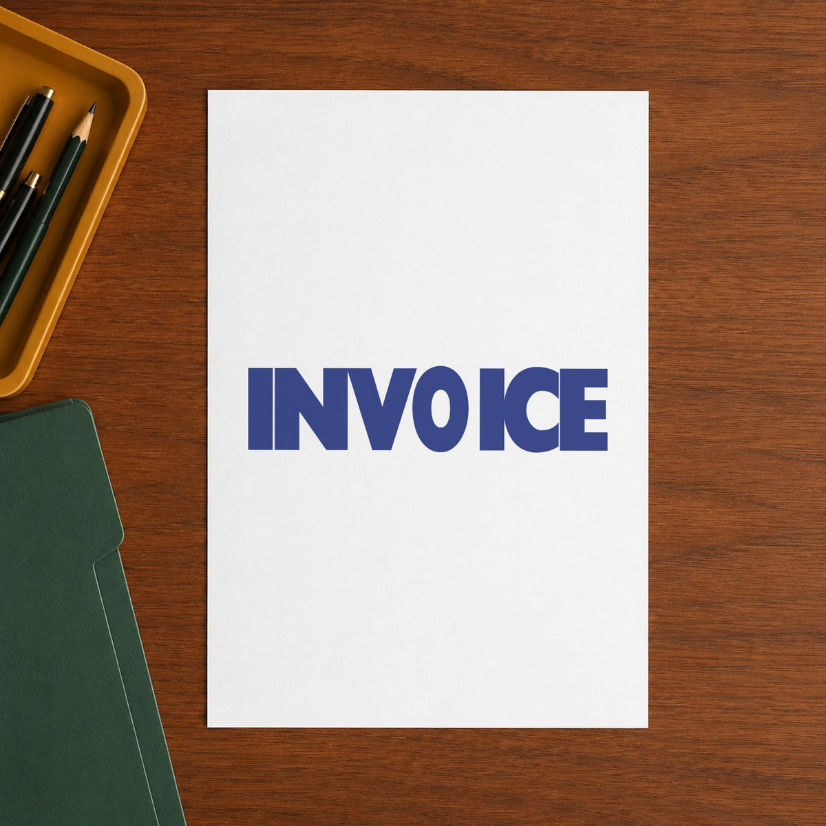 "Invoice" impression shown close up, rectangular imprint at 1-5/8 x 1/2 in