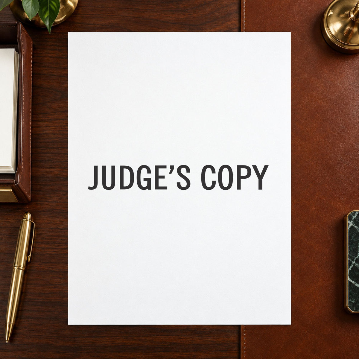 "Judge's copy" mark added to paperwork with a pre-inked Xstamper stamp