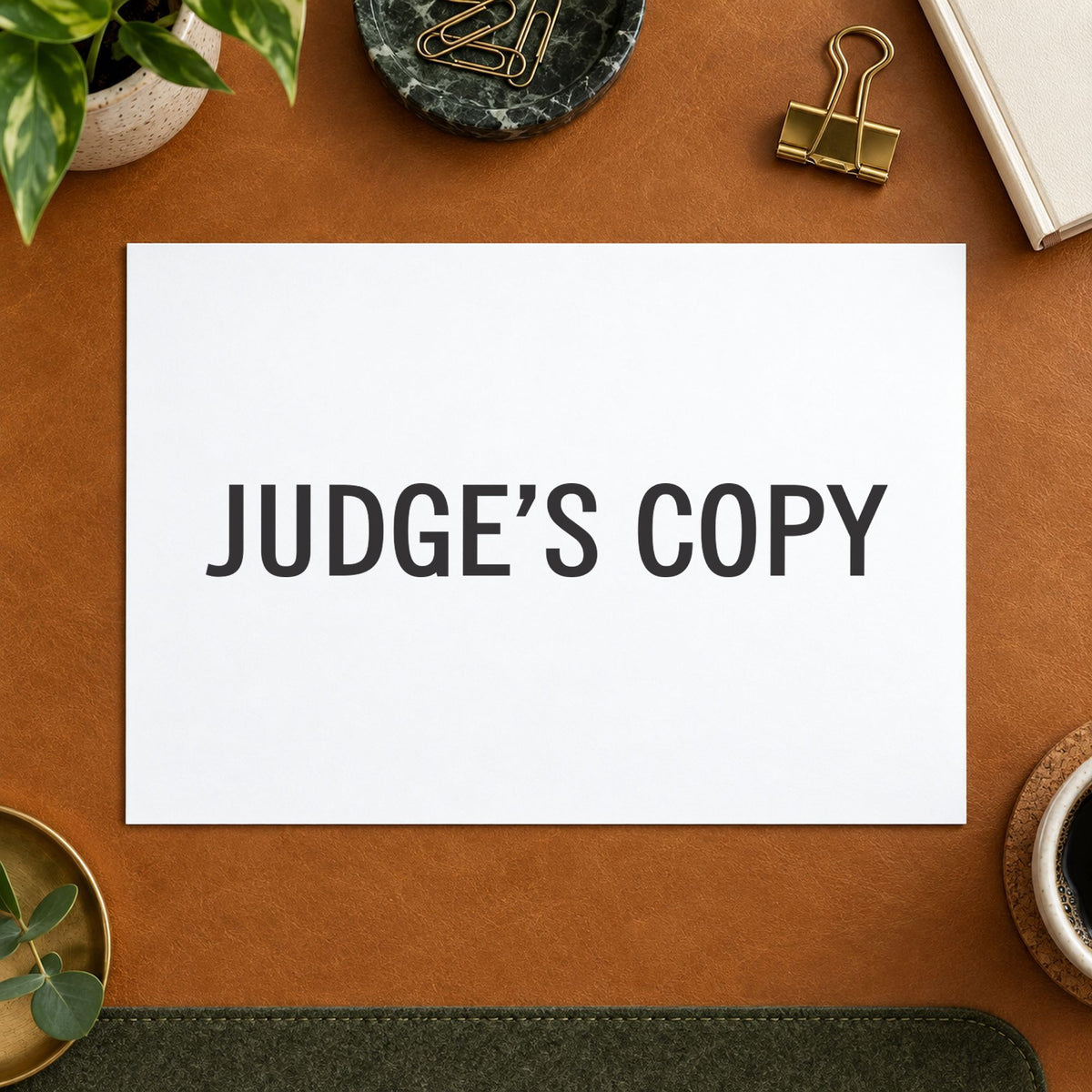 "Judge's copy" imprint at 1/2 x 1-5/8 in, no separate ink pad required