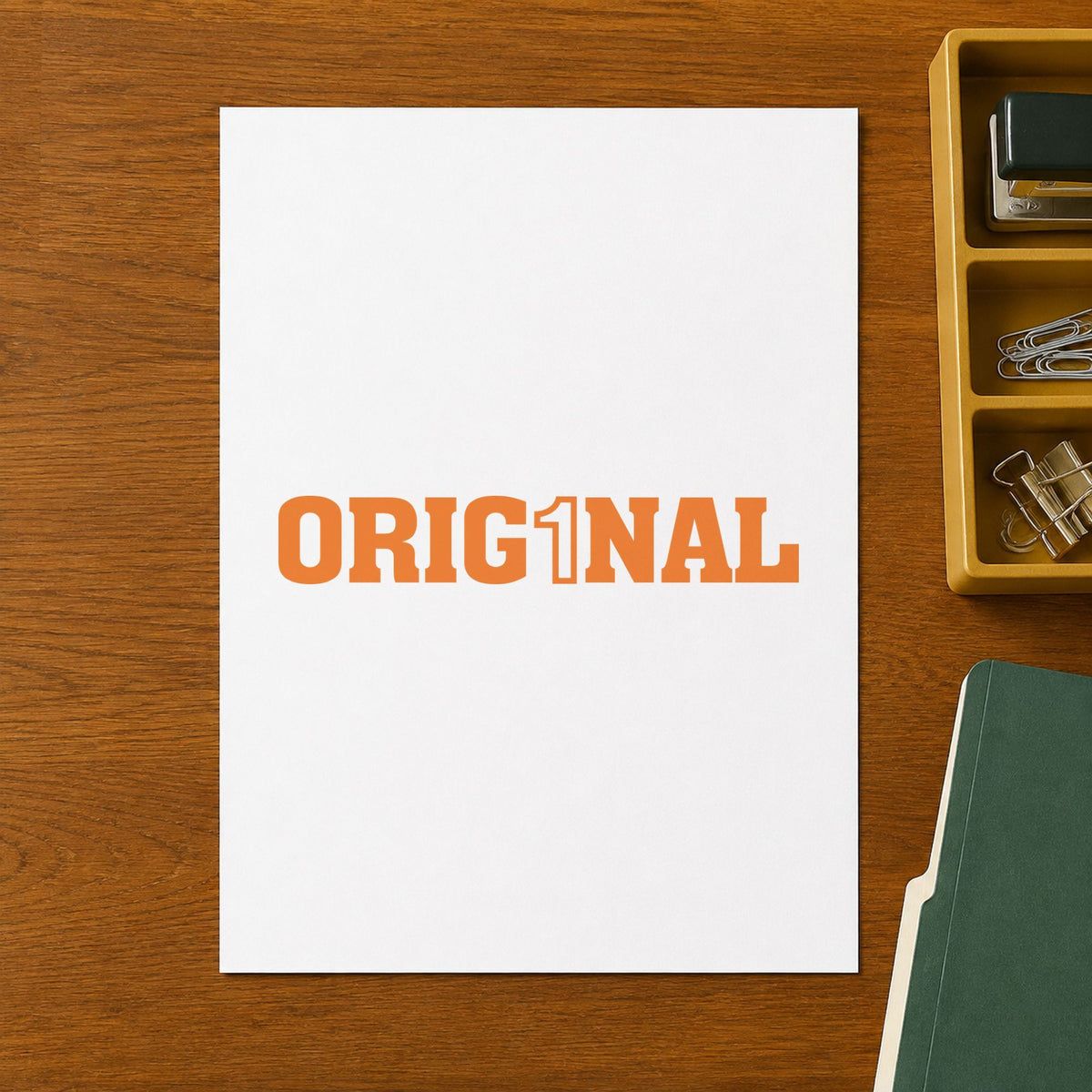 "Orig1Nal" mark added to paperwork with a pre-inked Xstamper stamp