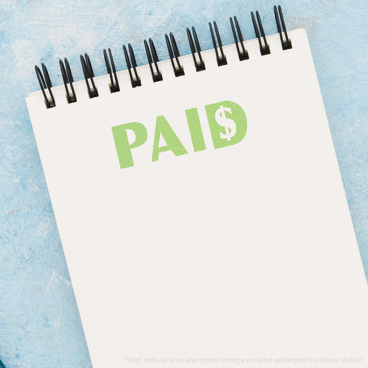 "Paid" imprint used to flag items for handling, Green Paid Accounting Stamp