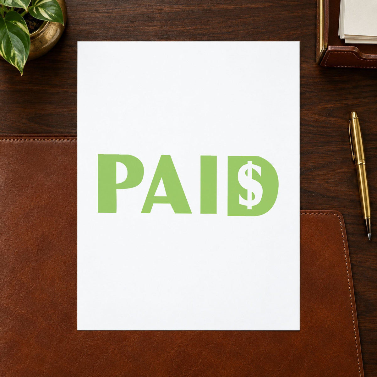 Crisp "Paid" imprint produced by the Green Paid Accounting Stamp