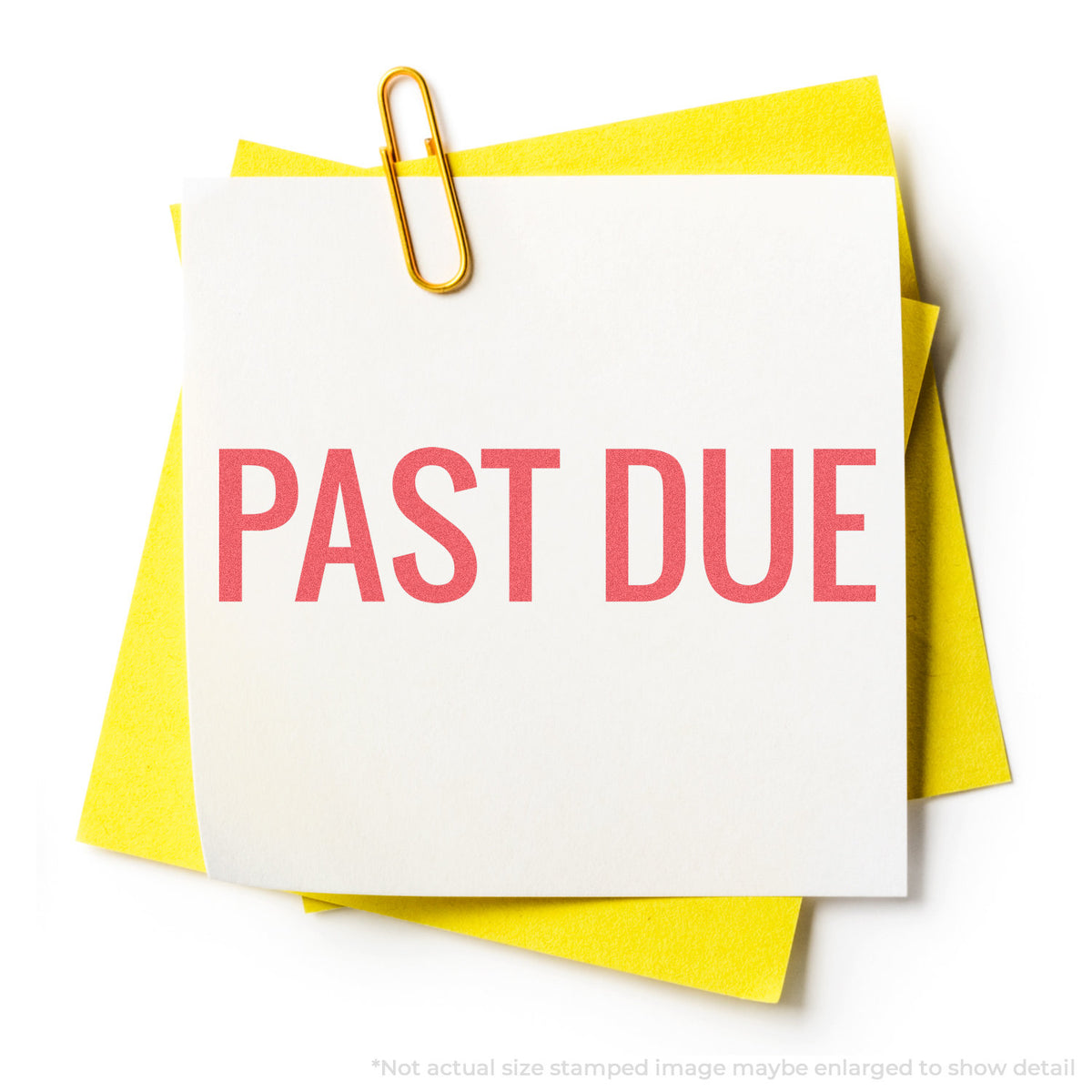 "Past due" stamp impression on light paper stock, Xstamper Past Due Stamp – Red Pre-Inked
