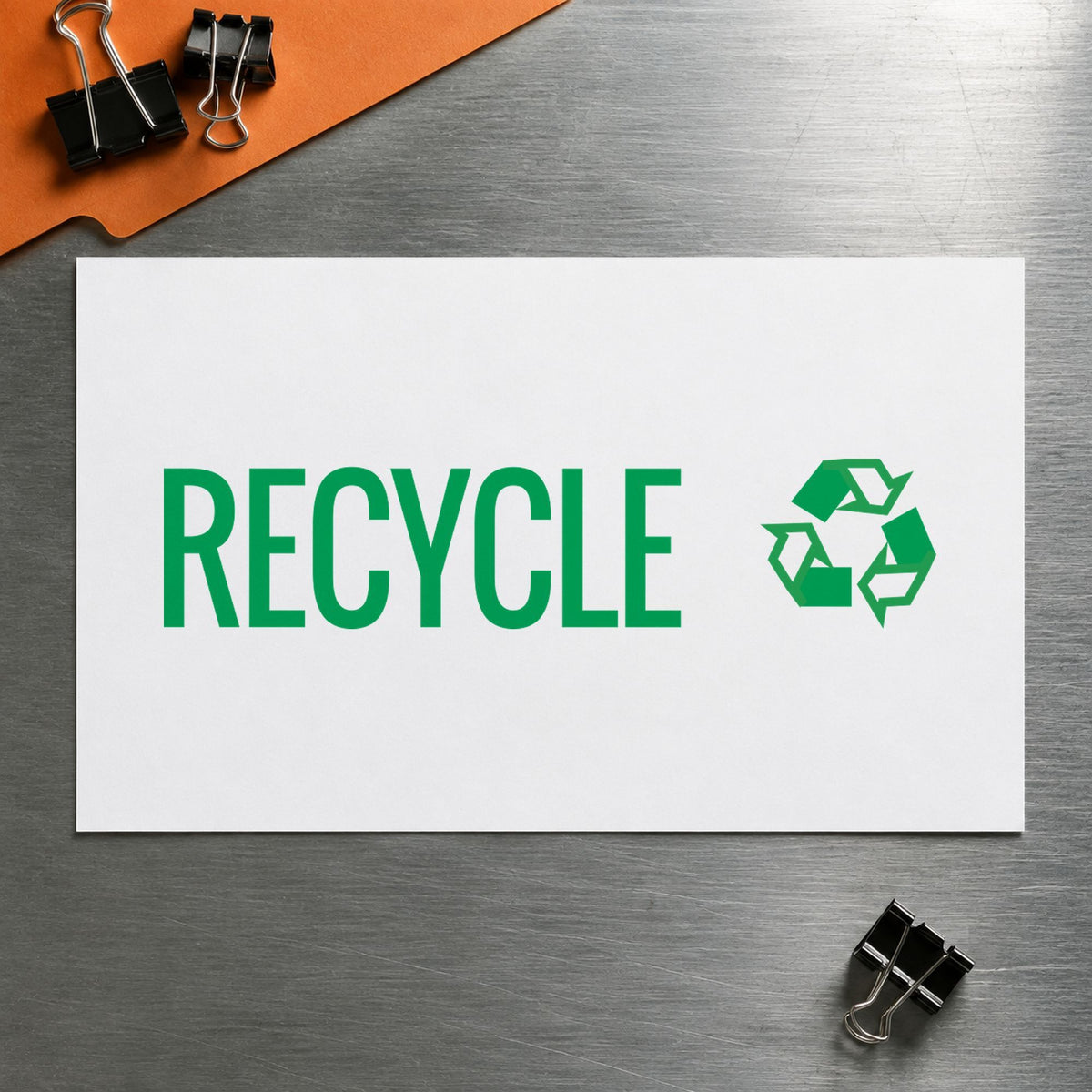 Crisp "Recycle" imprint produced by the Green Recycle Instruction Stamp