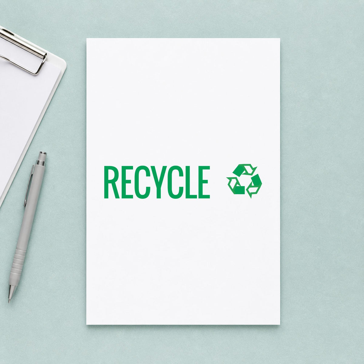 "Recycle" mark added to paperwork with a pre-inked Xstamper stamp
