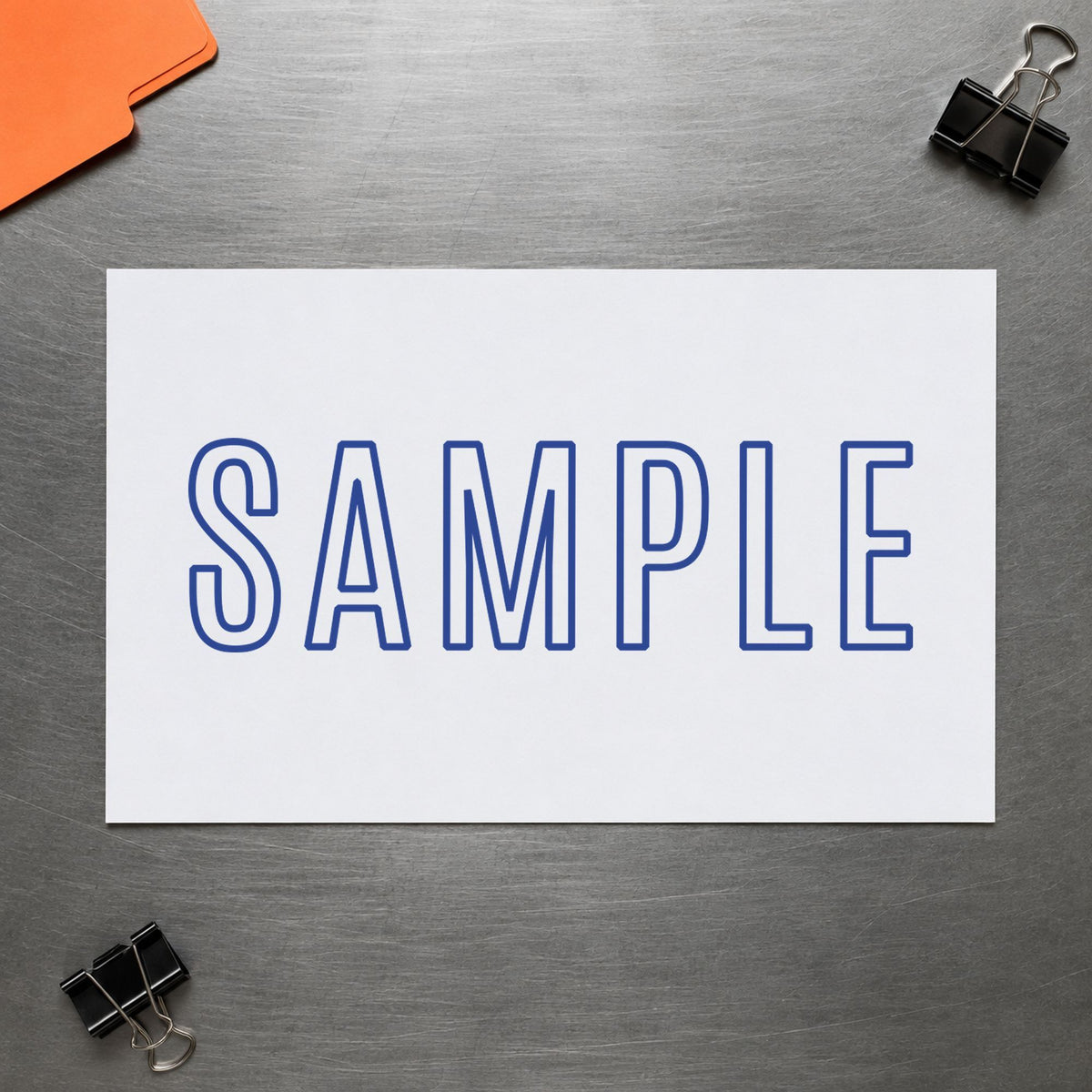 "Sample" imprint from fixed stock wording, no customization needed