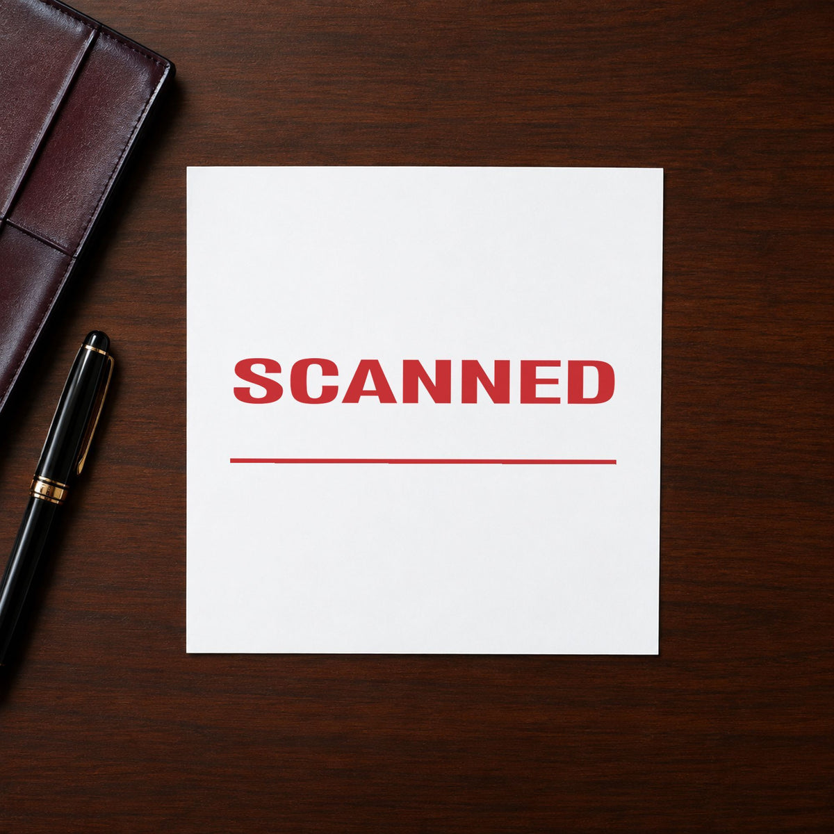 "Scanned" stamp mark in everyday office use, Xstamper 1829