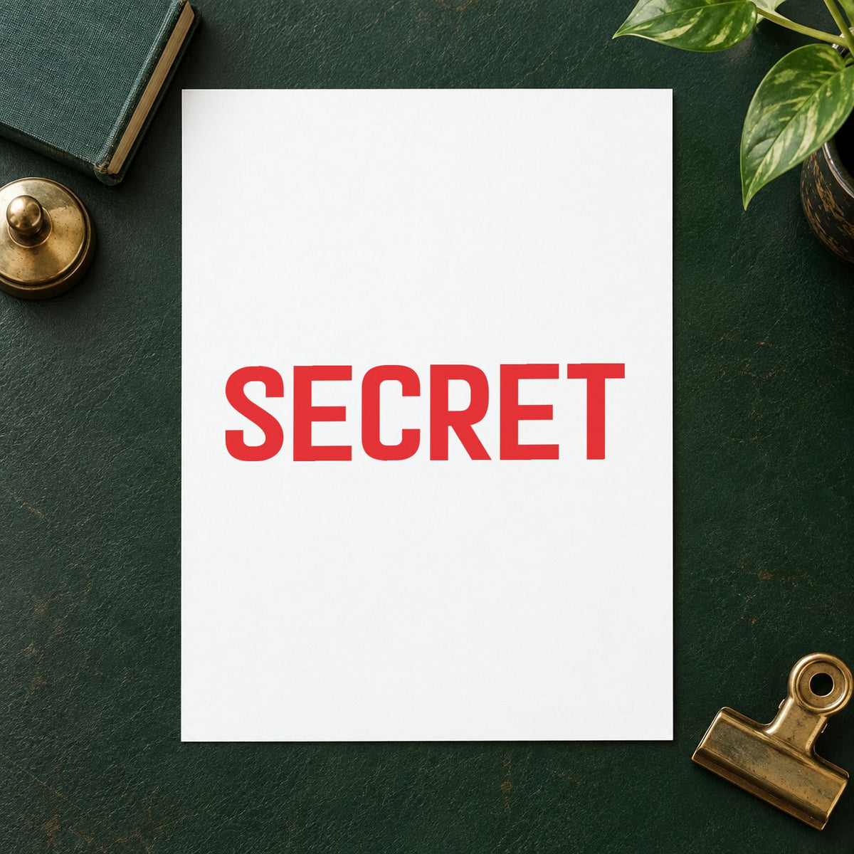 "Secret" imprint at 1/2 x 1-5/8 in, no separate ink pad required