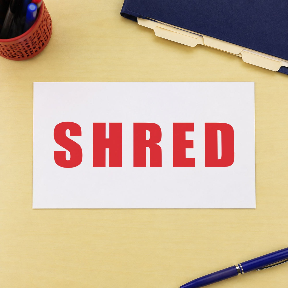 Crisp "Shred" imprint produced by the Shred Stamp