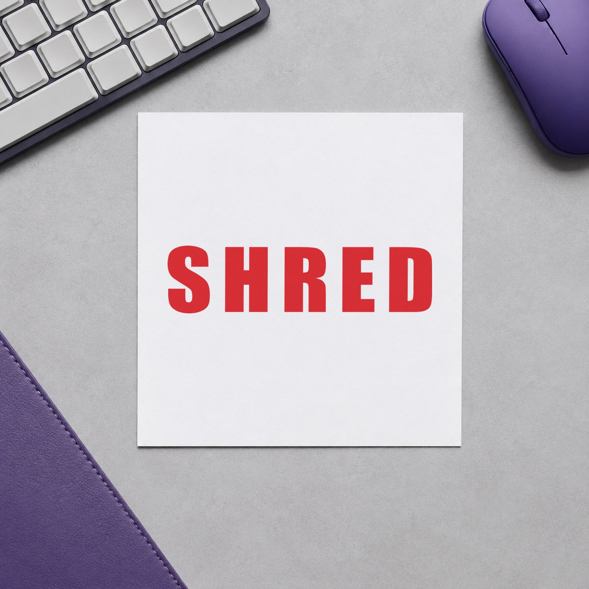 "Shred" stamp mark in everyday office use, Xstamper 1365