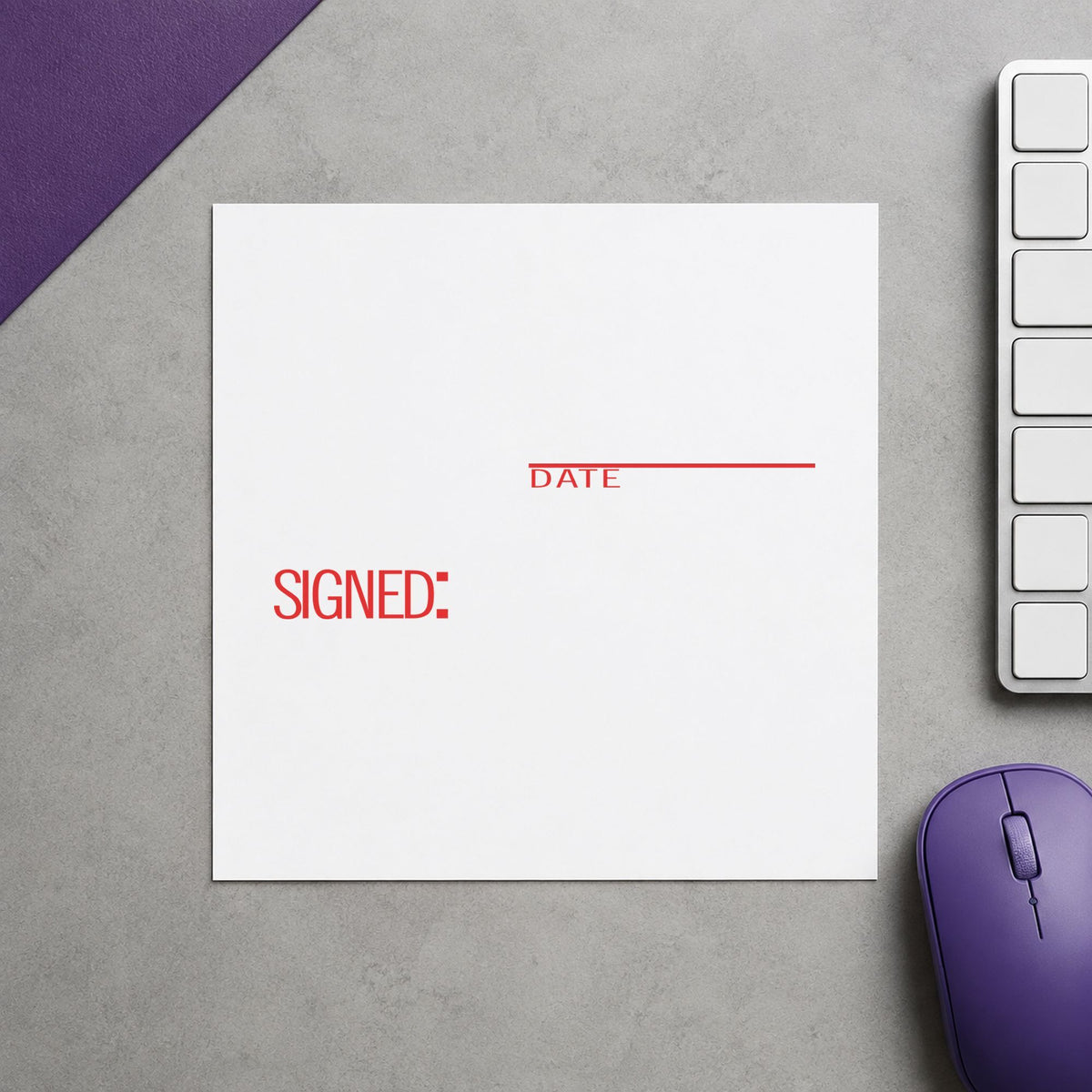 "Signed: date" imprint stamped on a document with the Signed: Date Text Stamp