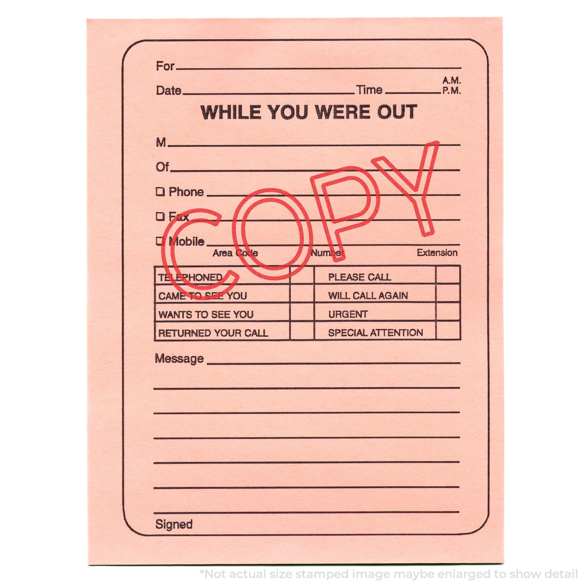 "Copy" mark stamped for document handling, Xstamper 3278 stamp
