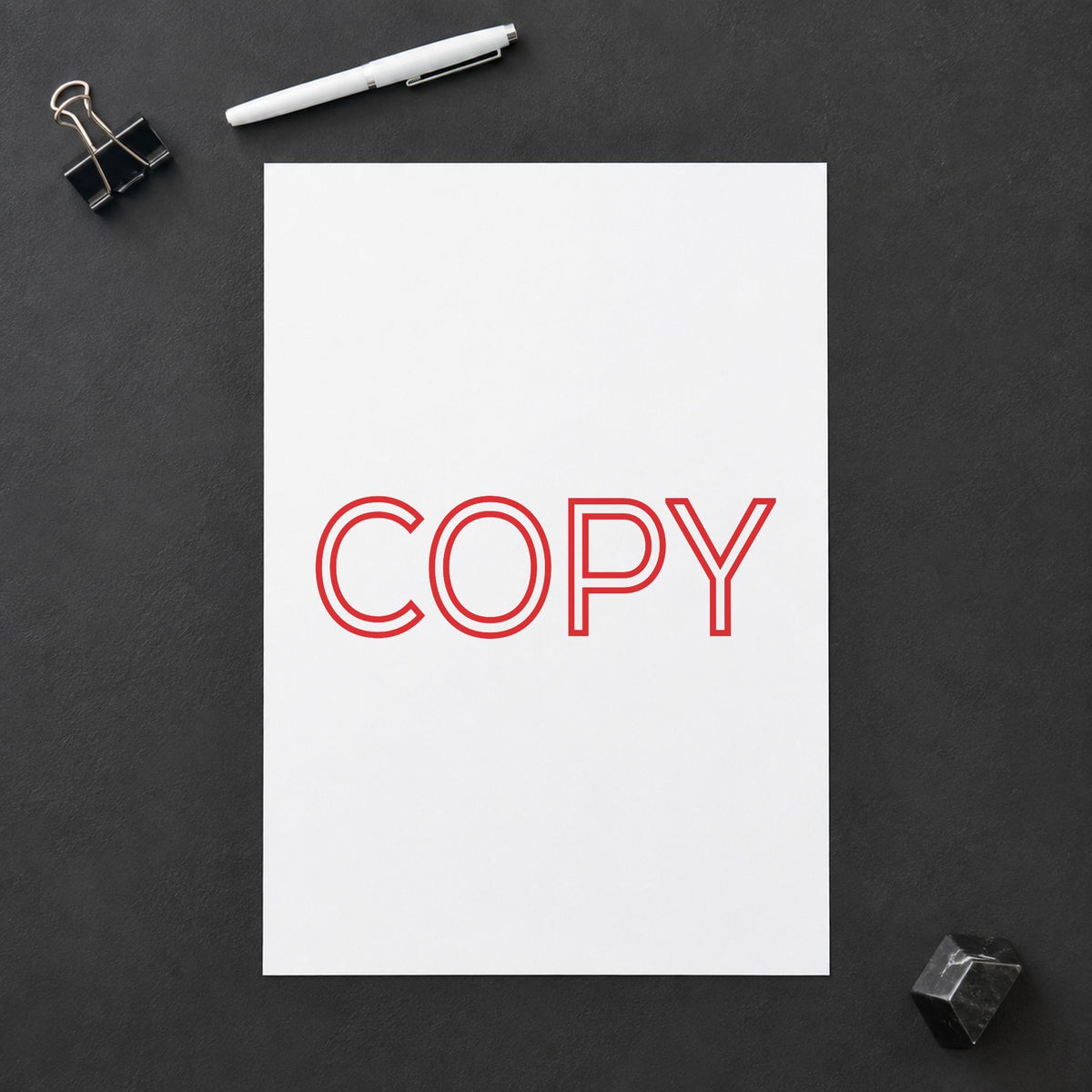 "Copy" mark added to paperwork with a pre-inked Xstamper stamp