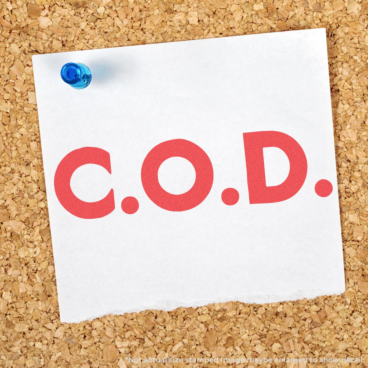 "C.O.D." stamp impression on light paper stock, C.O.D. Payment Stamp – Jumbo Bold Red Pre-Inked Xstamper