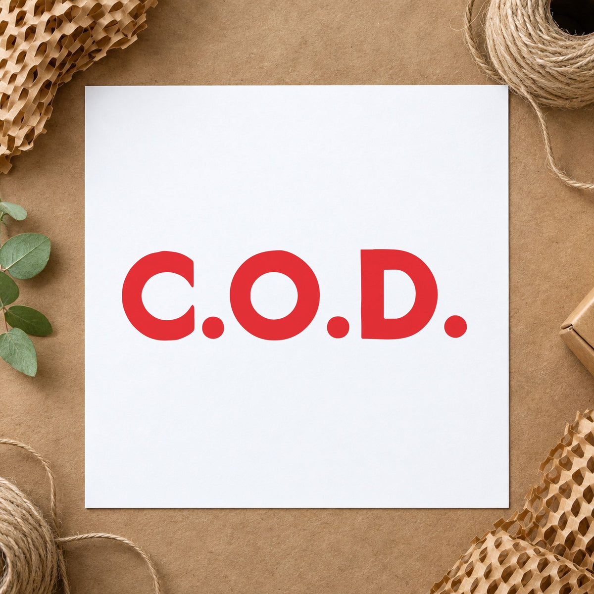 Crisp "C.O.D." imprint produced by the C.O.D. Payment Stamp – Jumbo Bold Red Pre-Inked Xstamper