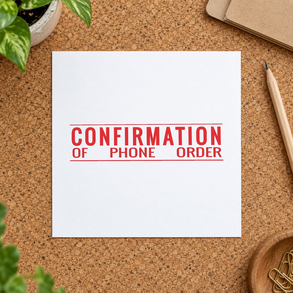 Crisp "Confirmation of phone order" imprint produced by the Confirmation Of Phone Order Document Stamp – Jumbo Pre-Inked X...