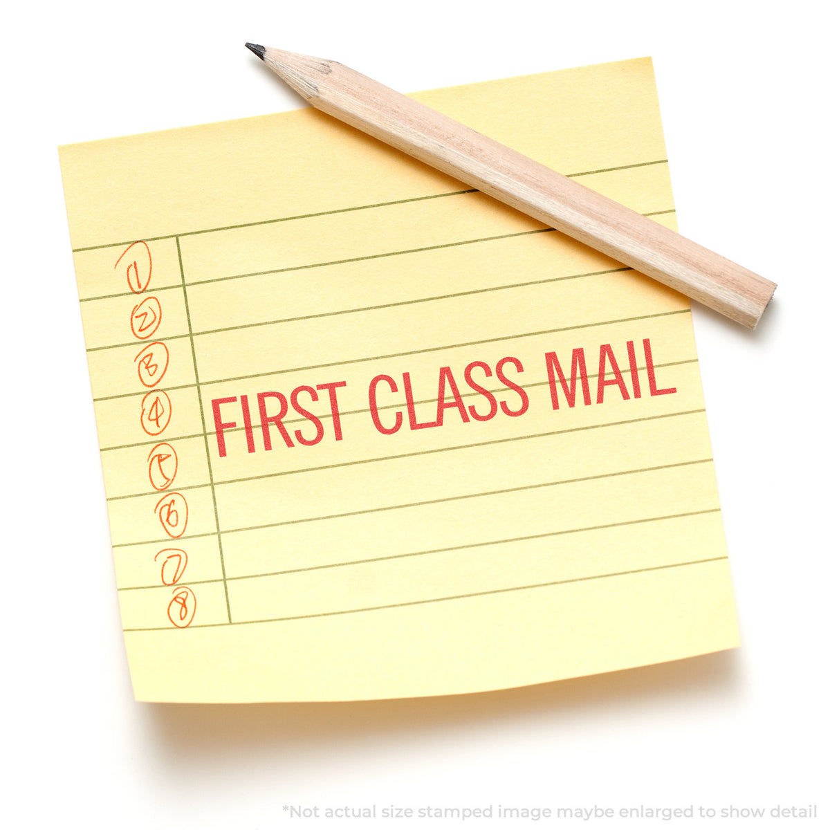 "First class mail" stamp impression on light paper stock, First Class Mail Document Stamp – Jumbo Red Pre-Inked Xstamper