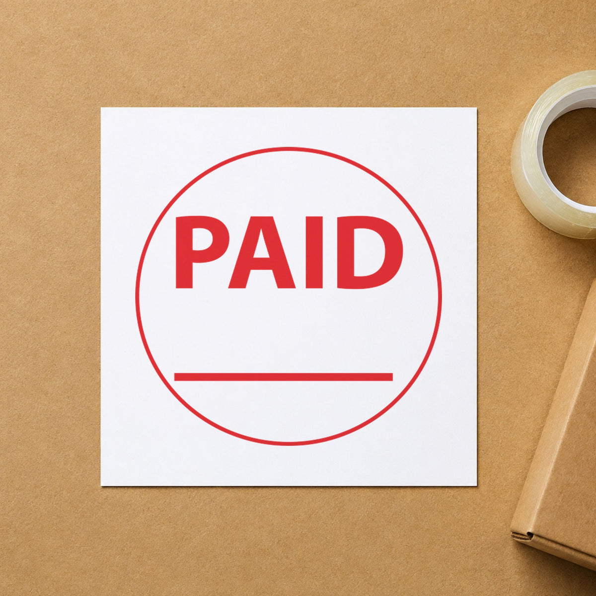 Paid Stamp For Invoices – Round Pre-Inked Xstamper leaving a clean "Paid" impression