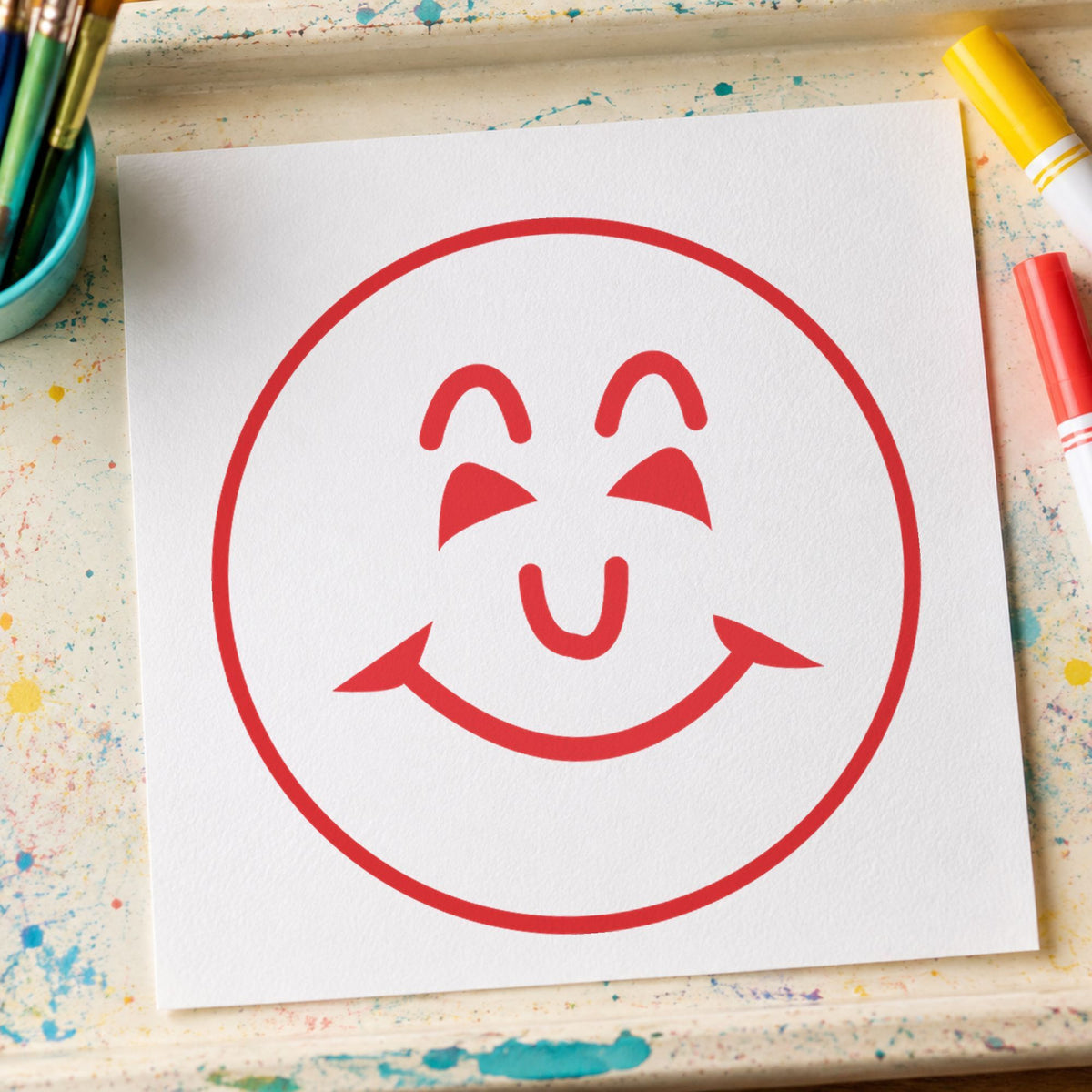 "Smiley face" stamp mark in everyday office use, Xstamper 11303
