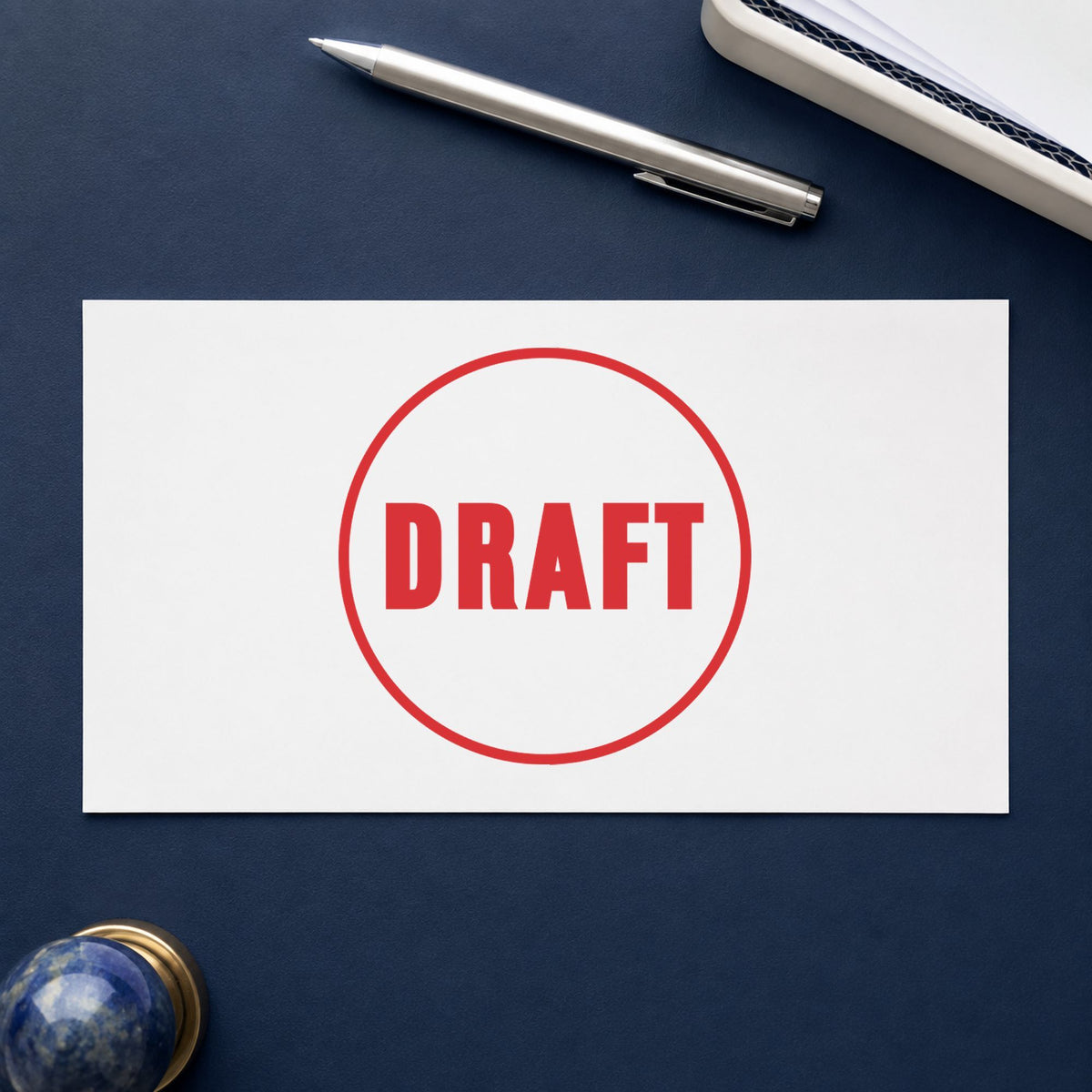 Round Draft Stamp leaving a clean "Draft" impression