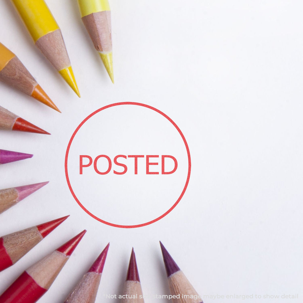 "Posted" mark stamped for document handling, Xstamper 11363 stamp