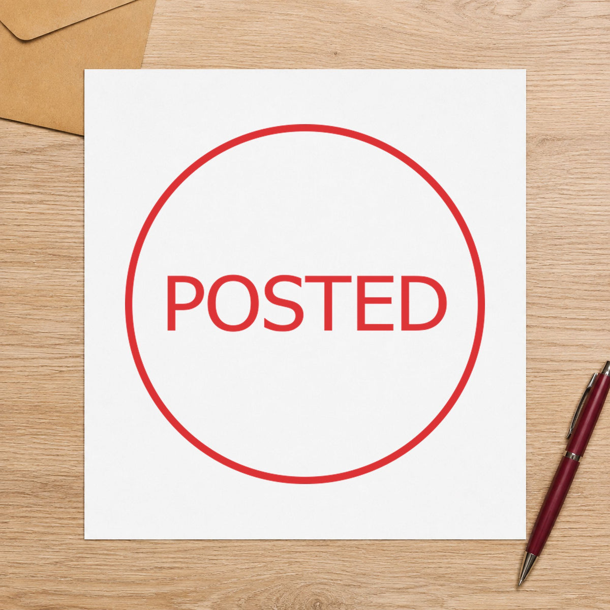 "Posted" mark added to paperwork with a pre-inked Xstamper stamp