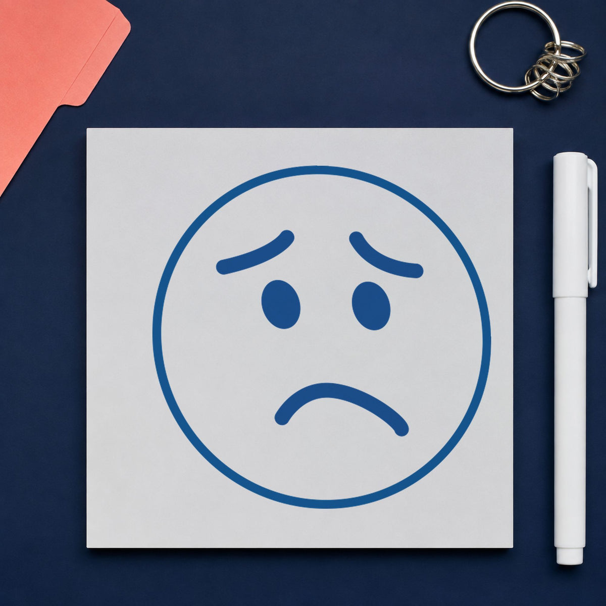 Round Frown Face Stamp leaving a clean "Frown face" impression
