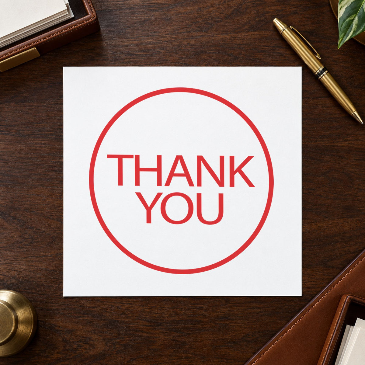 "Thank you" stamp impression made with pre-inked Xstamper 11359