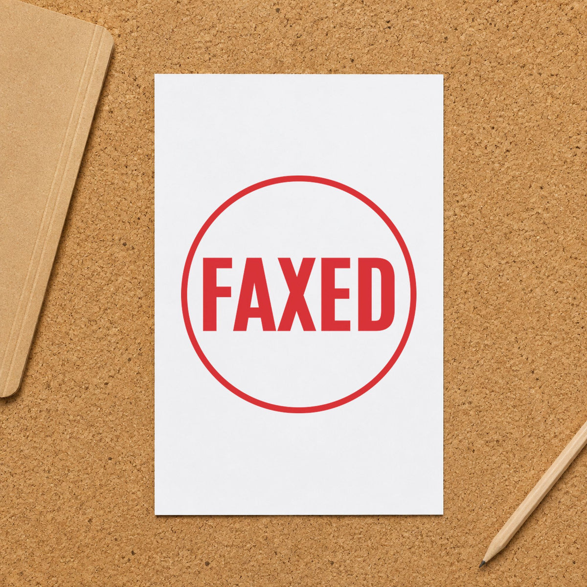 "Faxed" mark added to paperwork with a pre-inked Xstamper stamp