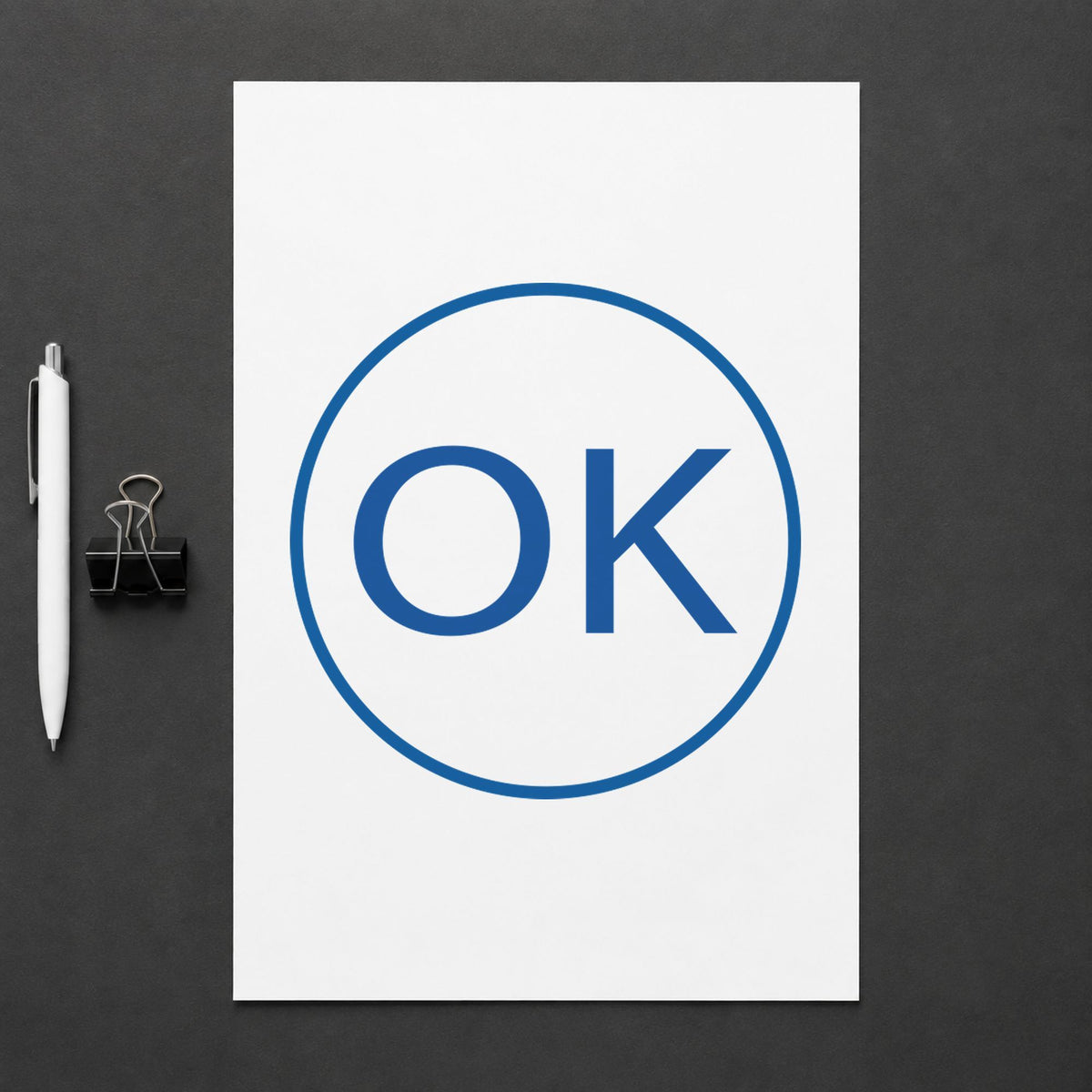 "OK" stamp impression made with pre-inked Xstamper 11357