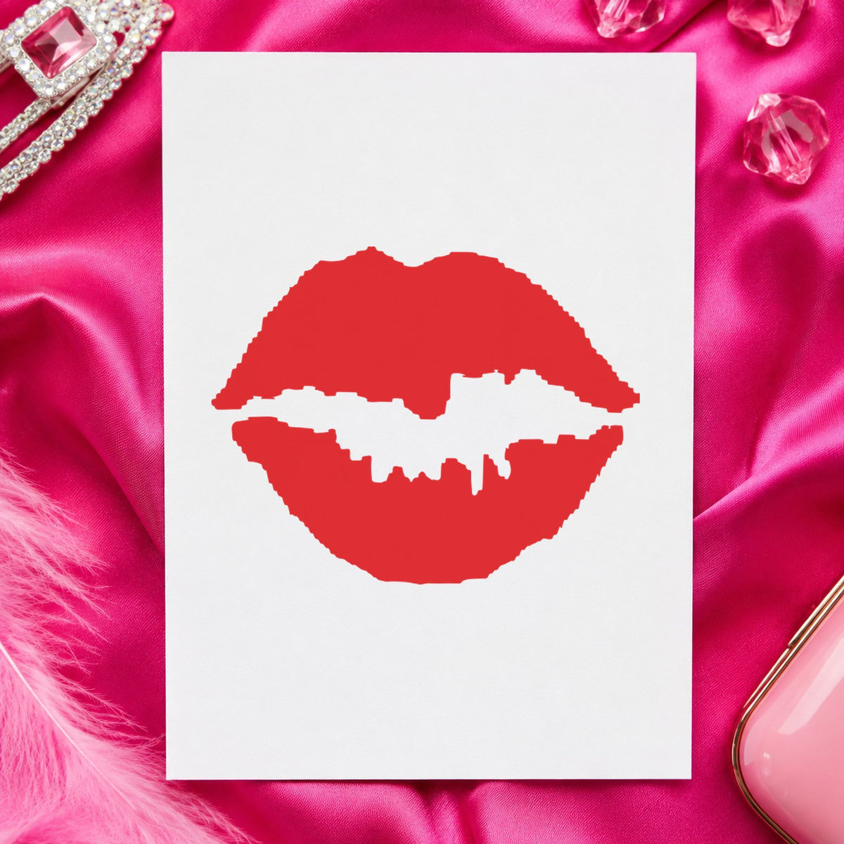 Marking a page "Kiss" with the Kiss Stamp – Round Pre-Inked Xstamper
