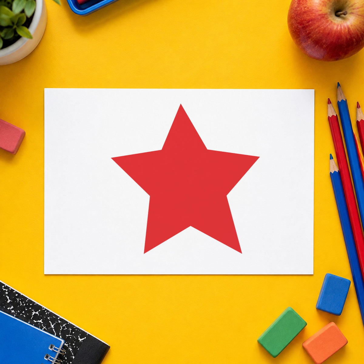 Crisp "Star" imprint produced by the Star Stamp – Round Red Pre-Inked Xstamper