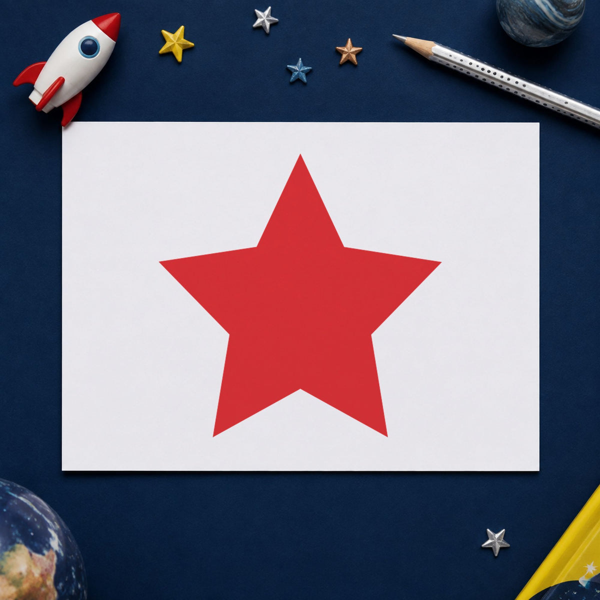 "Star" imprint at 5/8 in diameter, no separate ink pad required