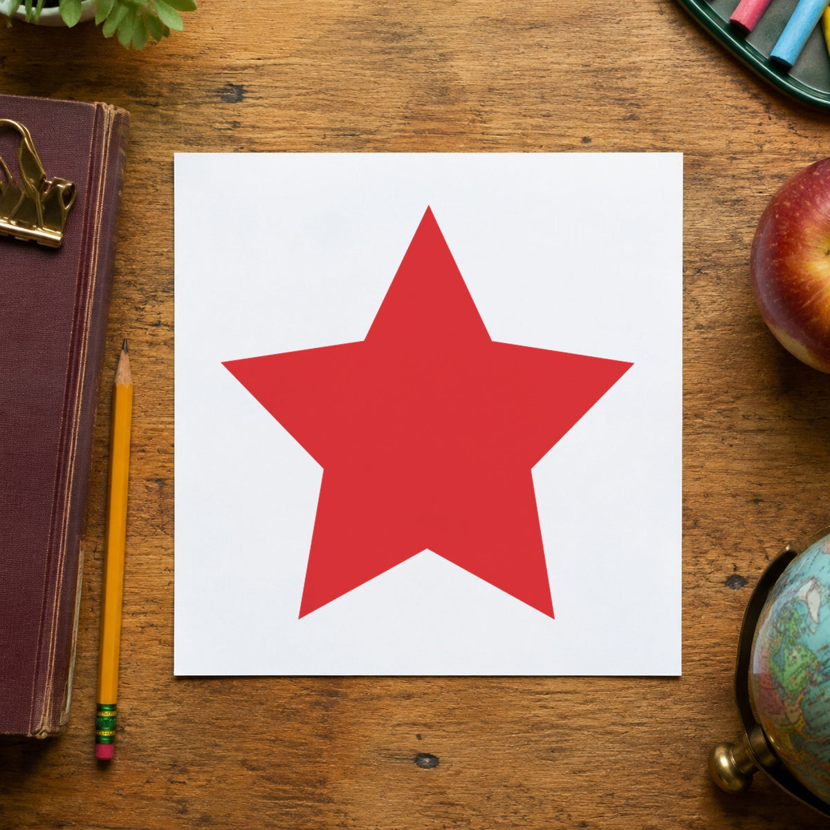 Marking a page "Star" with the Star Stamp – Round Red Pre-Inked Xstamper