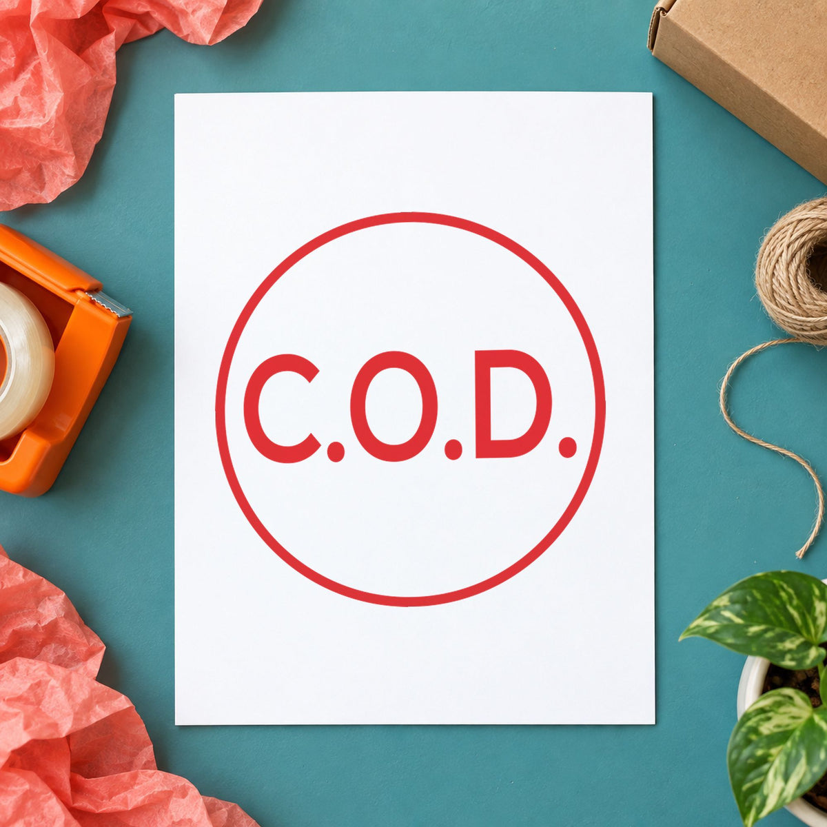 "C.O.D." stamp impression made with pre-inked Xstamper 11406