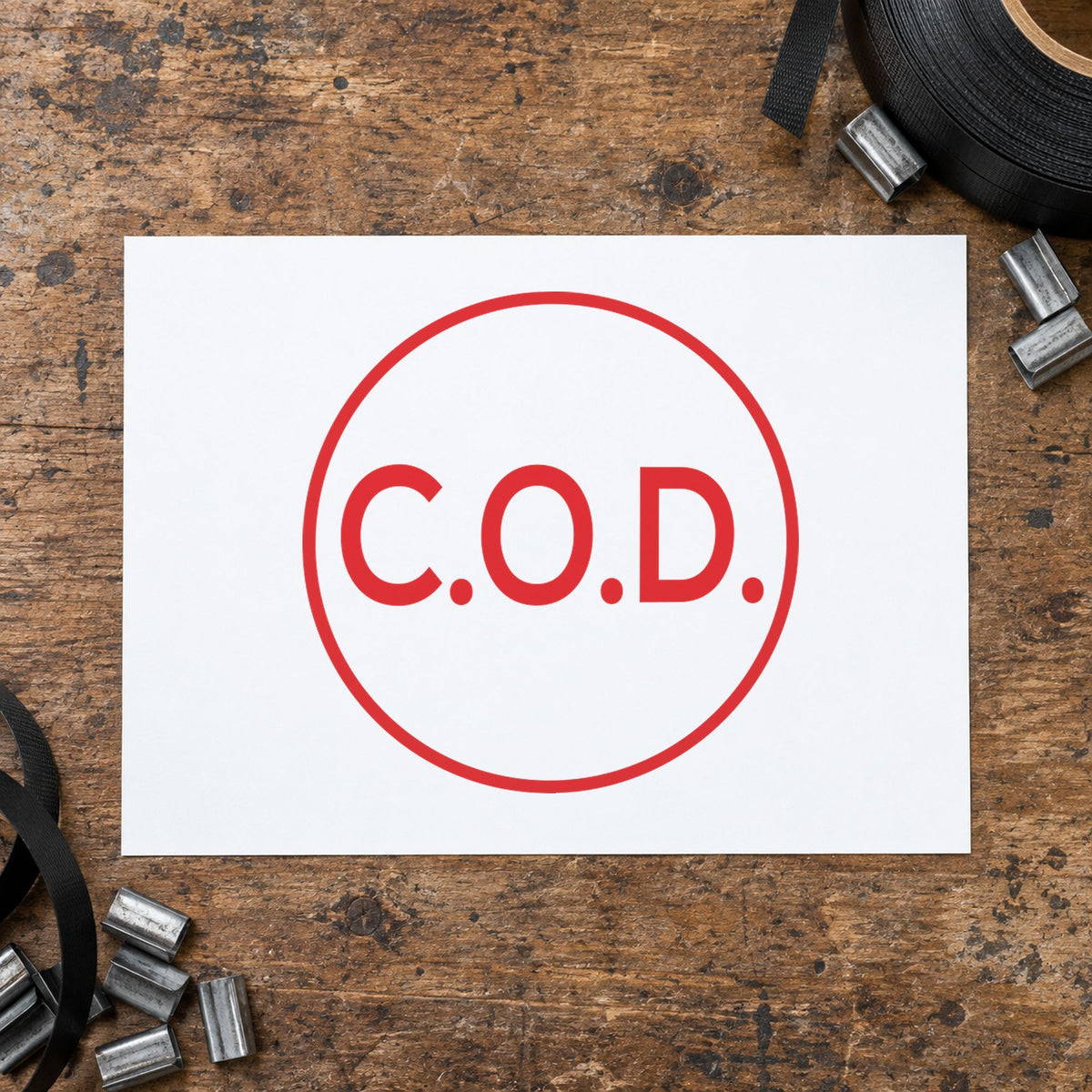 "C.O.D." mark added to paperwork with a pre-inked Xstamper stamp