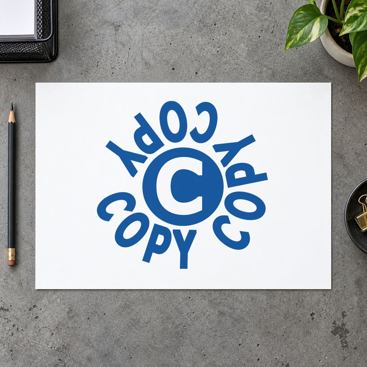 "Copy" imprint stamped on a document with the Round Blue Copy Document Stamp