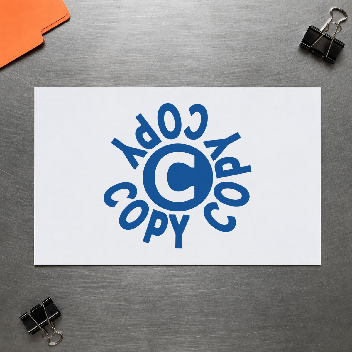 "Copy" stamp impression made with pre-inked Xstamper 11422