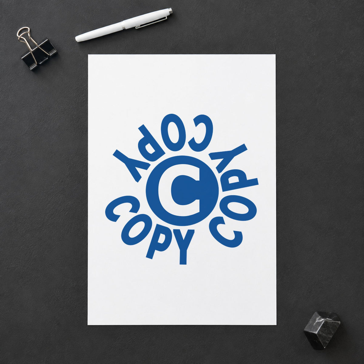 Round Blue Copy Document Stamp leaving a clean "Copy" impression