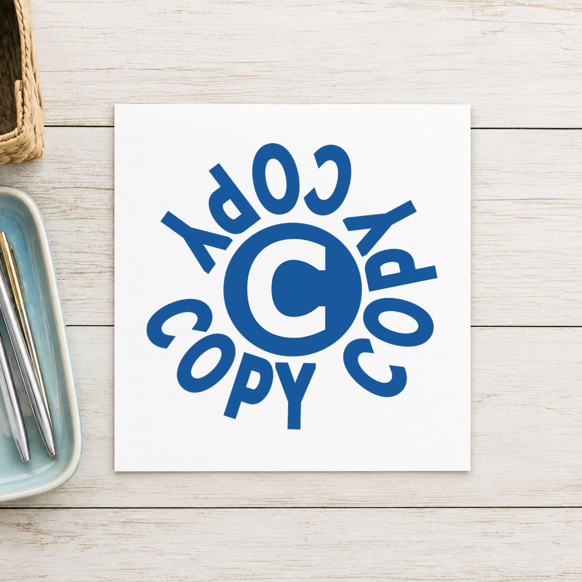 Marking a page "Copy" with the Round Blue Copy Document Stamp