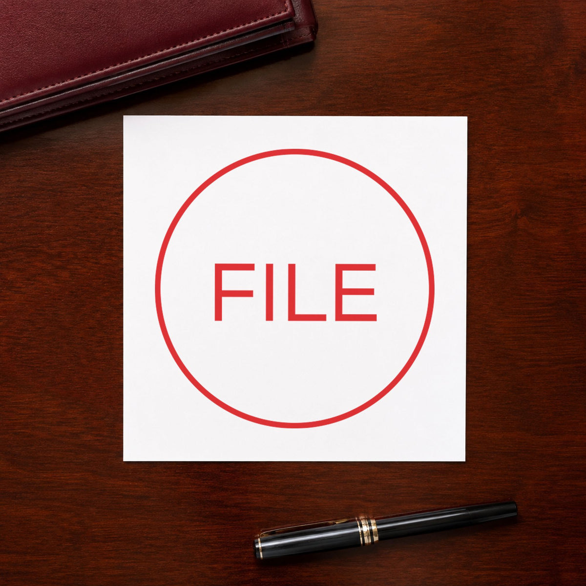 "File" mark added to paperwork with a pre-inked Xstamper stamp